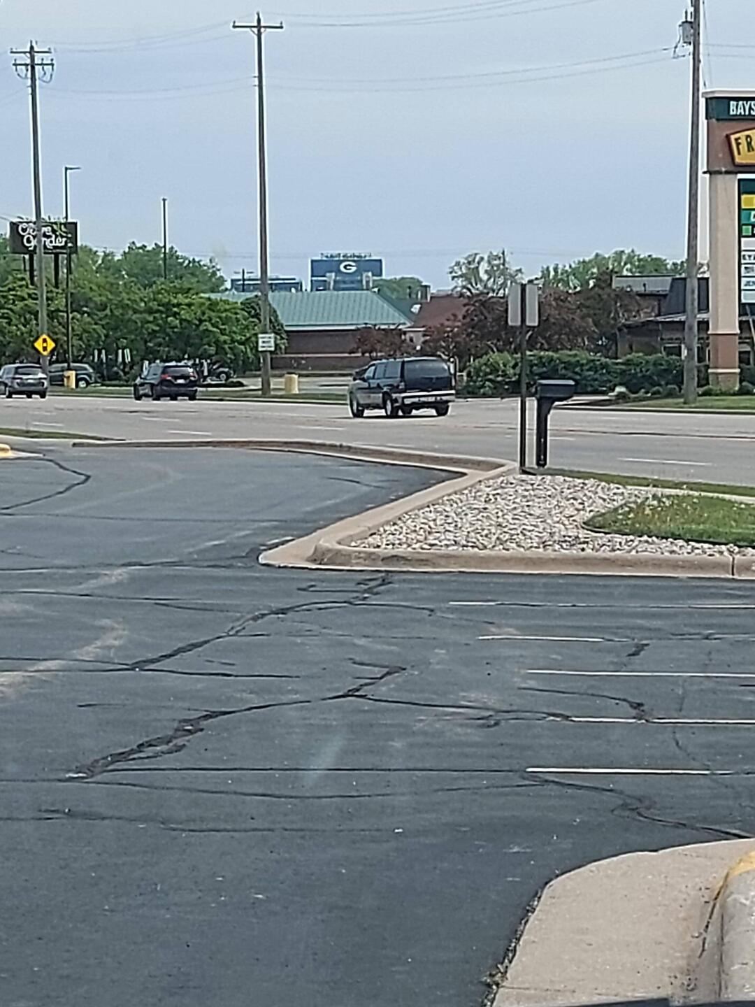 Parkplatz vom Hotel, Packers Stadion in Sichtweite.