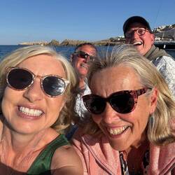 On our way out in the dinghy.