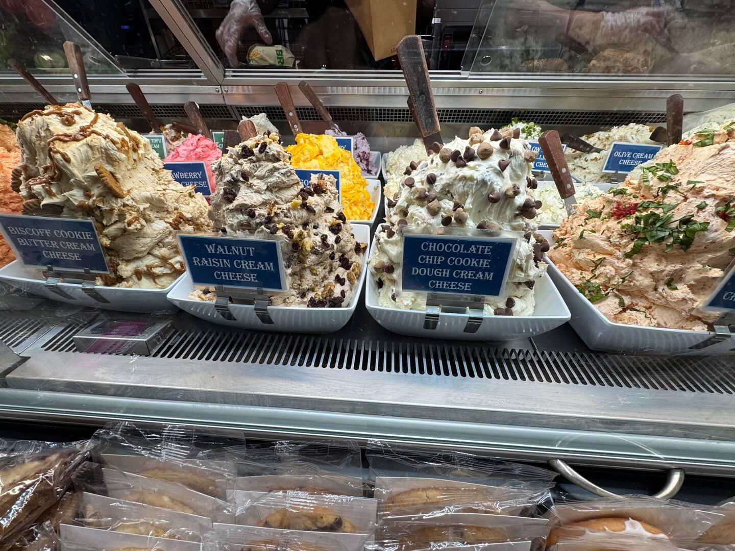 A selection of over 30 cream cheese options...