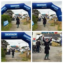 Erste beim Zieleinlauf, dicht gefolgt von...