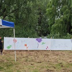The collaborative mural, open to all festival goers to contribute