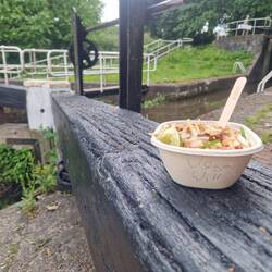 The lock gates came in handy as a place to sit and eat