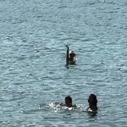 Laras letzter Schwumm des Tages an der Spiaggia La Cantoniera