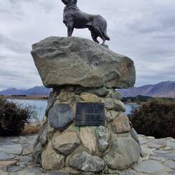 . memorial to the sheepdogs working on the hills between Queenstown and Christchurch