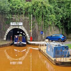 Boat emerging from the north portal