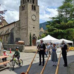 Heerlijk alpenhoornconcertje op de wijnfeesten in Aigle.