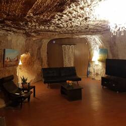 More modern version complete with chandelier and window - well curtain