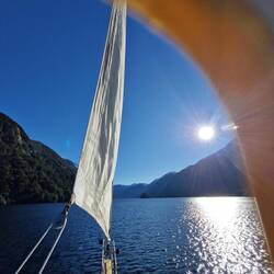 One of the 3 sails on the boat