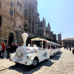 A tourist train is always at the square, and it always fills up.