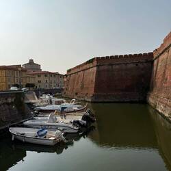 The waterway surrounding the island fort