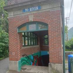 Underpass beneath the railroad tracks from Main St Upper to Main St Lower