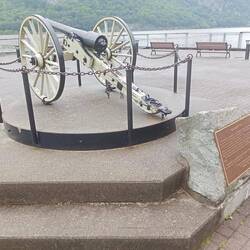 A small cannon, made in a local foundry, guards the town from pesky British aggressors