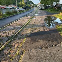 Old trackage extant along Rondout Creek in Kingston, now used for trolley rides