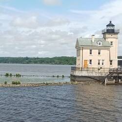 Lorraine shoots the lighthouse at the entrance to Rondout Creek (Kingston, NY)