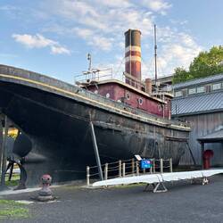 Old steam tug at Maritime Museum. 2-cyl compound reciprocating engine.