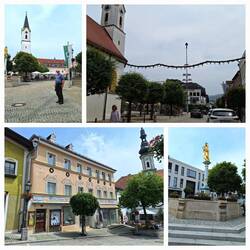 Zentraler Platz in Bad Kötzting, Brunnen mit Mariensäule