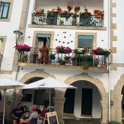 Balconies with geraniums