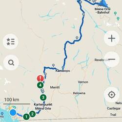 ungefähre Strecke über die parallelverlaufende Straße