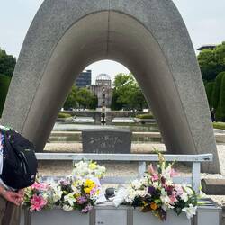 Eternal Flame and A-Bomb Dome Seen Through Arch