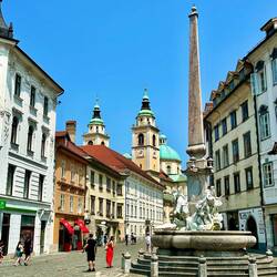 Robba Fountain and Ljubljana Cathedral