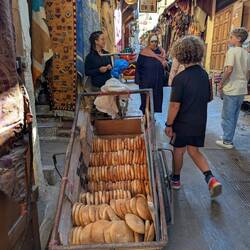 Khobz, or bread, is baked daily and sold at kiosks throughout Morocco.