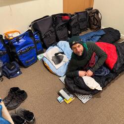 Getting cosy for the night ahead in Duntroon's camp hut. Thanks Steve!