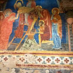 View of the murals in the cathedral crypt