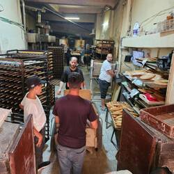 Commercial bakery. We sampled some of the fresh, hot bread!