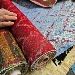 Traditional brocade weaving adds extra crosswise (weft) threads, creating the look of embroidery