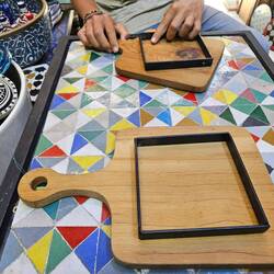 Apparently even the bigger pieces are set into frames like this