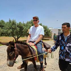 Stan riding in Moroccan style