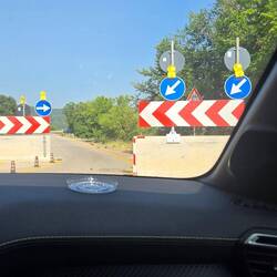 Roadwork makes for some very narrow passages