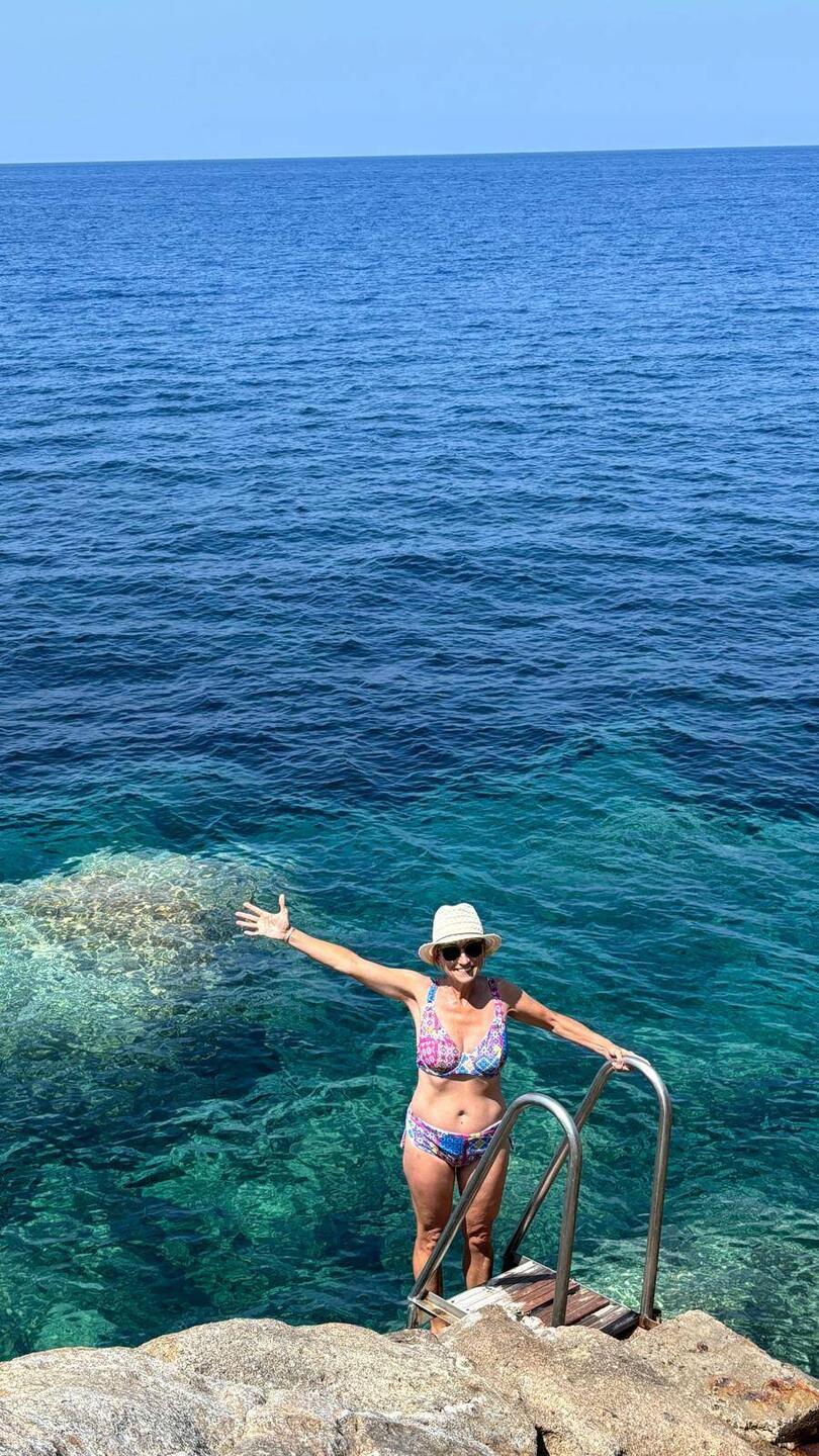Wild swimming below the hotel
