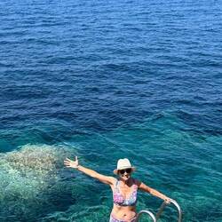 Wild swimming below the hotel