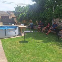 A relaxing afternoon at the albergue...and, yes, I got in the pool!