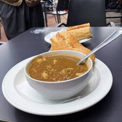 Caldo Gelego....this time lentil. Grant joins me for the other jamon bocadillo