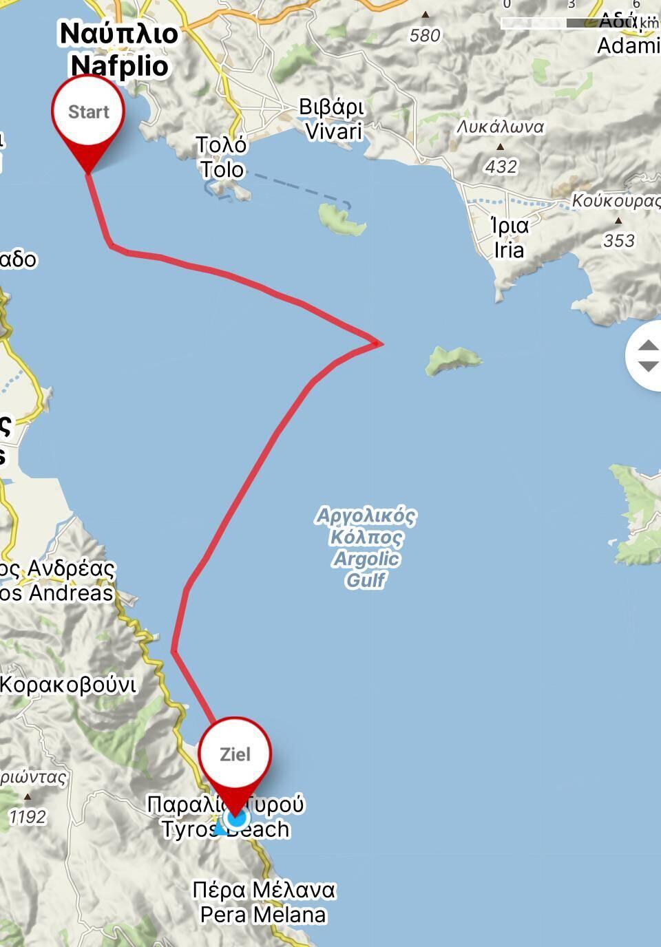 Die Tour begann bei 3 kn Wind aus Süd und endete mit 22 km aus Südost