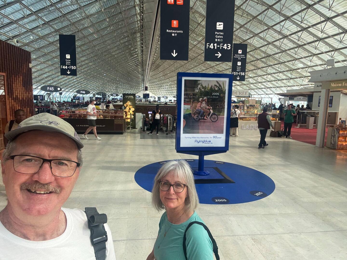 CDG airport Terminal 2F awaiting flight to Bordeaux