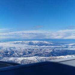 View over the south island alps from the plane