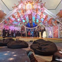 Beautiful stage in the centre dressed for the new year celebrations on 20th June