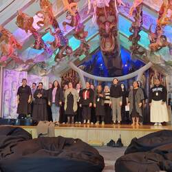 Staff at the centre rehearsal at lunchtime fir the Maori new year cincert on 20th June