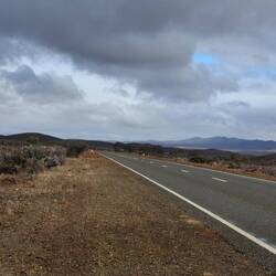 Rain clouds gathering, and delivering, as we drove south