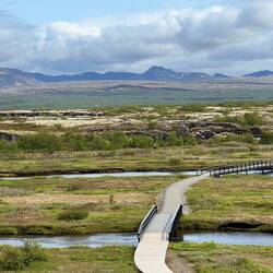 Looking over the rift valley. The dark central line on the far side is the eurasian plate