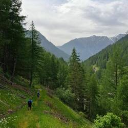 Shaun en Patrick gaan me voor in de eindeloze afdaling.