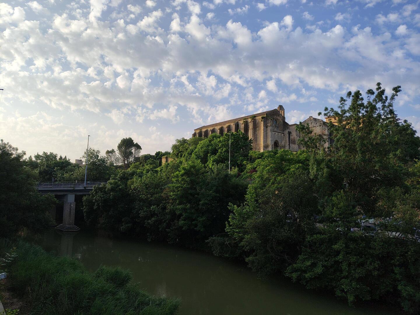 Leaving Estella over the town bridge, 8am