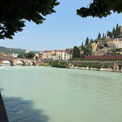 View of the castle from the Ponte Pietra Bridge