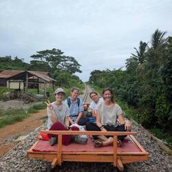 Bamboo Train with hostel gang