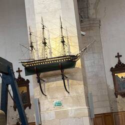 Inside the church were model ships