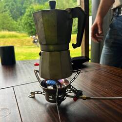 Endlich wieder mal unseren Kaffee. Den hatten wir im Hänger gelassen.