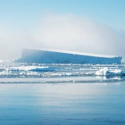 Fog moving in on one side of the ship — Gould Bay, Antarctica.